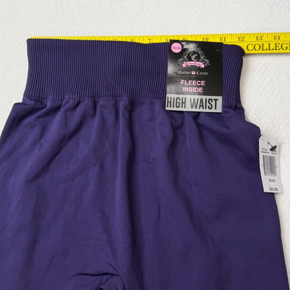 Cotton Candy NYC Purple Velvet Fleece Lined High Waist Leggings 1X/2X 29809BX/PV - Picture 2 of 6